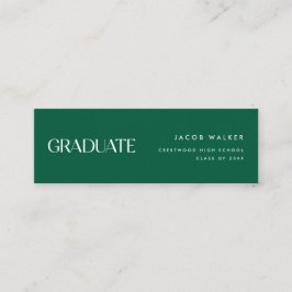Cartão de Nome de Formatura com Listras Verde Escu