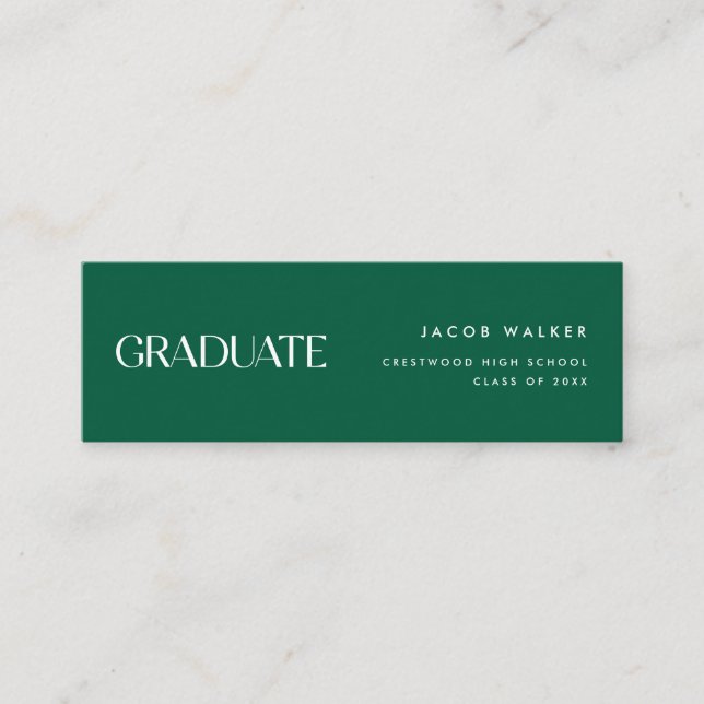 Cartão de Nome de Formatura com Listras Verde Escu (Frente)