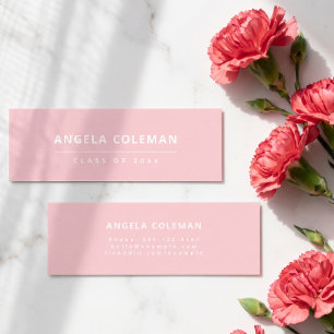 Cartão de Nome de Formatura Rosa Bege Minimalista