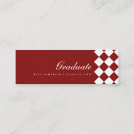 Cartão de Nome de Formatura Xadrez Vinho Elegante