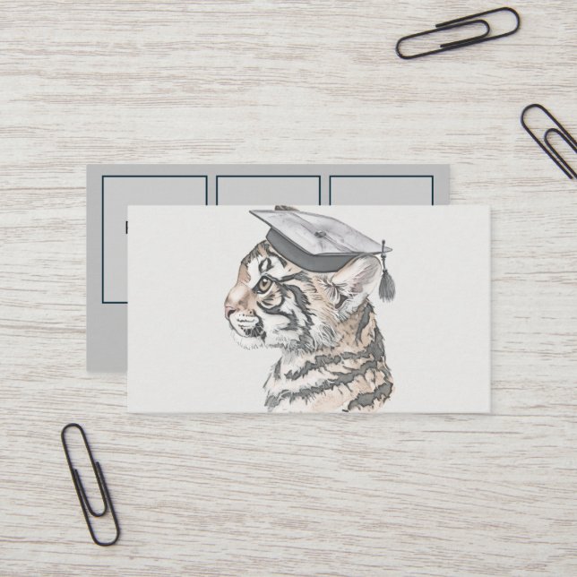 Cartão de Nome de Graduação | Adicionar 3 Fotograf (Frente/Verso In Situ)