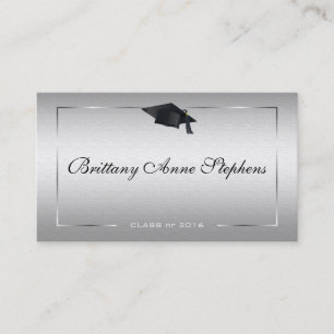Cartão de Nome de Graduação Silver Elegante