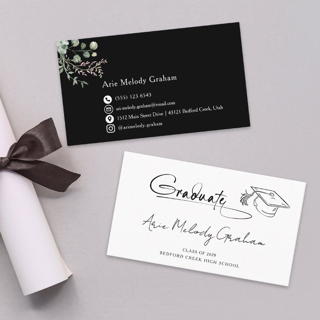 Cartão de Nome de Graduado com Letra Manuscrita Mo (Criador carregado)