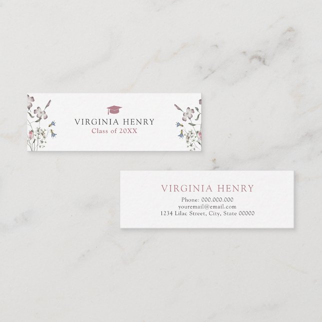 Cartão de Nome de Graduado de Flor Silvestre Paste (Pastel Wildflower Graduate Name Card by Painted Paperie)