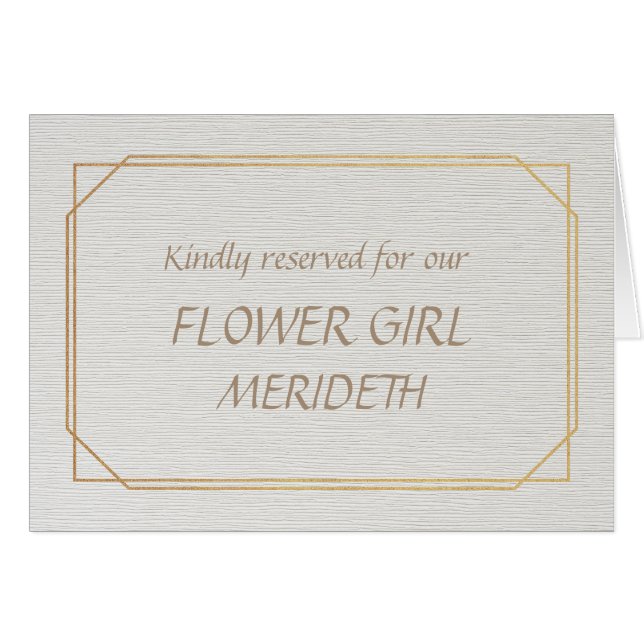 Cartão de Nome de Menina de Flores Dourado e Branc (Frente horizontal)
