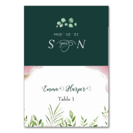 Cartão de Nome do Convidado com Folhagem Dourada p