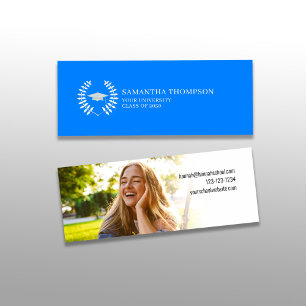 Cartão de Nome do formando Foto Elegante Azul e Br