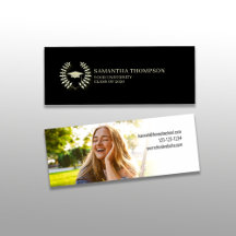 Cartão de Nome do formando Foto Elegante Dourado E