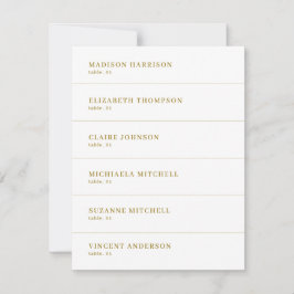 Cartão de Nome do Local de Casamento Branco e Dour