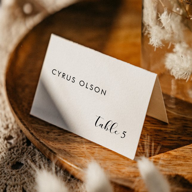 Cartão de Nome do Local Elegante de Casamento Negr (Criador carregado)