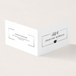 Cartão de Nome Dobrado Elegante de Prata de Gradua