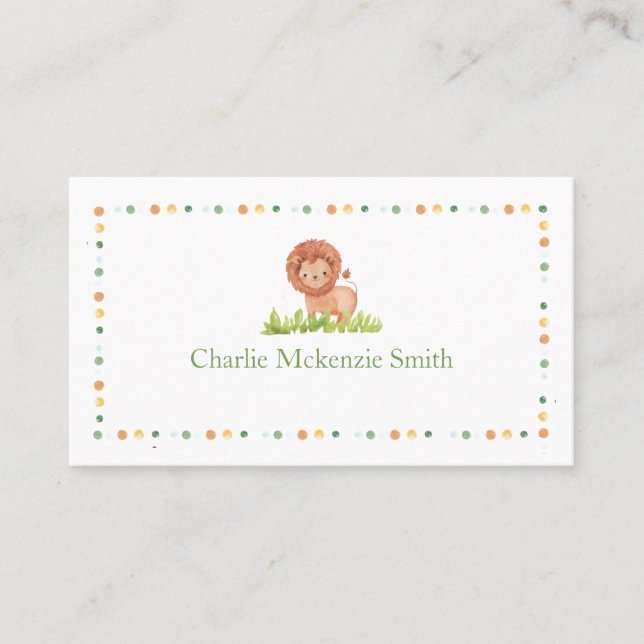 Cartão De Nome Para Crianças (Lion) (Frente)