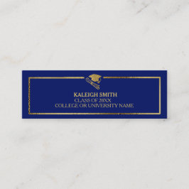 Cartão de Nome Personalizado Azul Dourado para For