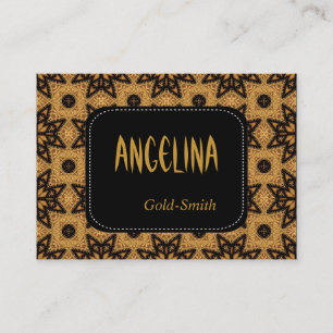 Cartão de Nome Pessoal Perfil Retro Preto Dourado