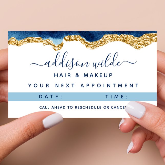 Cartão De Nomeação Azul E Dourado De Cores De Água (Criador carregado)