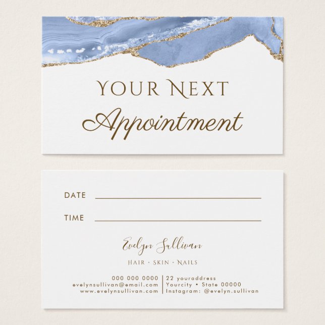 Cartão de Nomeação de Agato Azul Cornflower (Frente & Verso)