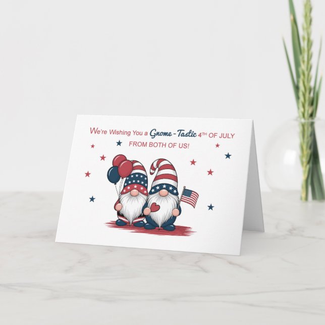 Cartão De nós dois, 4 de julho Gnomos Cute (Frente)