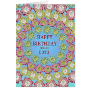 Cartão De Nós Duas Flores De Crochet De Aniversário