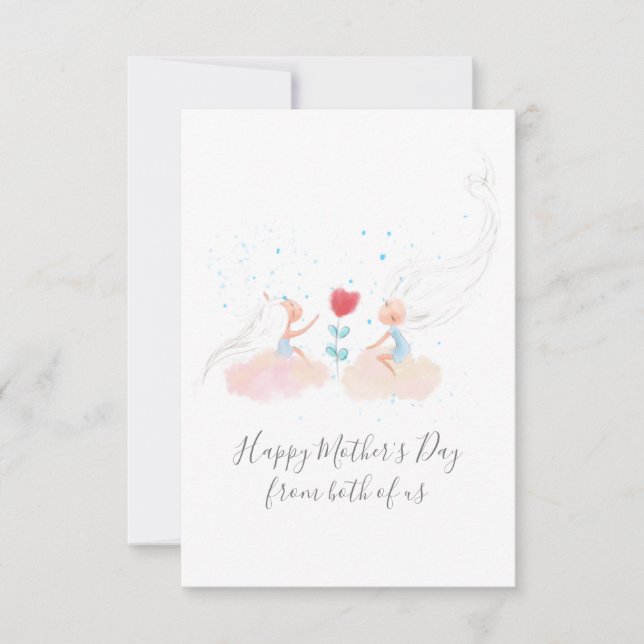 Cartão De Nós Duas Meninas Doce Placa Plana Dia de as mãe (Frente)