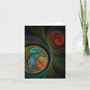 Cartão de Nota Abstrato de Arte Azul de Renascimen