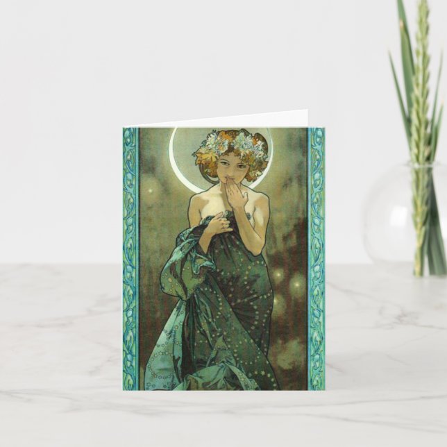 Cartão de Nota Alphonse Mucha Clair De Lune (Frente)
