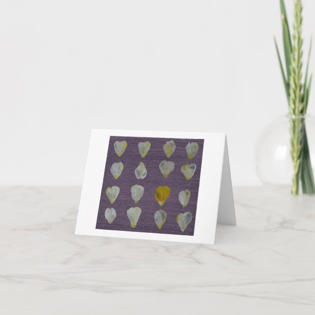 Cartão de nota amarelo das pétalas cor-de-rosa de (Frente)