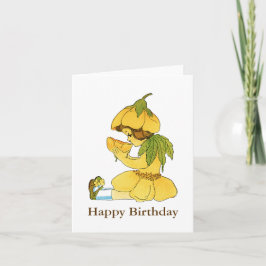 Cartão de nota amarelo do feliz aniversario da
