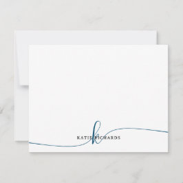 Cartão de Nota Azul de Marinho Mínimo Personalizad