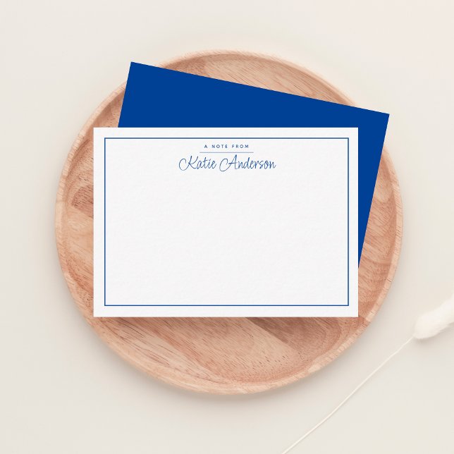 Cartão de Nota Azul de Script Cursivo Mínimo Moder (Criador carregado)