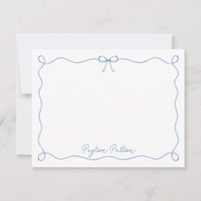 Cartão de Nota Azul Personalizado (Frente)
