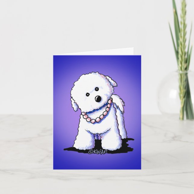Cartão de Nota Bichon em Pérolas (Frente)
