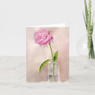 Cartão de nota bonito da flor da peônia