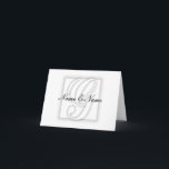 Cartão de nota branco do vazio do monograma de G<br><div class="desc">Branco elegante no cartão de nota branco do monograma do casamento. uso como um convite um obrigado você ou cartão do reconhecimento,  apenas mudando o texto.</div>