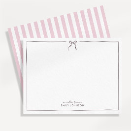 Cartão de Nota Chata Rosa, Marrom e Listras com um