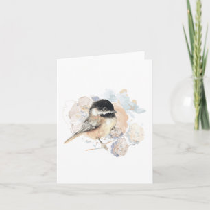 Cartão de Nota com Aquarela de Chickadee