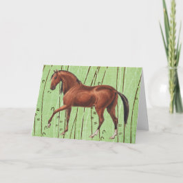 Cartão de Nota com Arte de Cavalo Ilustrada Vintag