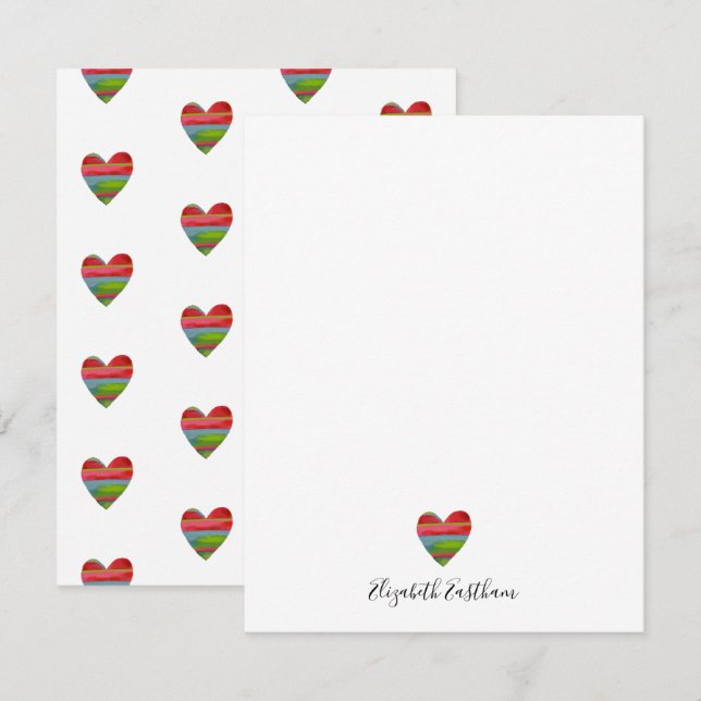 Cartão de Nota com Coração Simples Moderno (Frente/Verso)