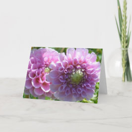 Cartão de nota com dahlias de lavanda