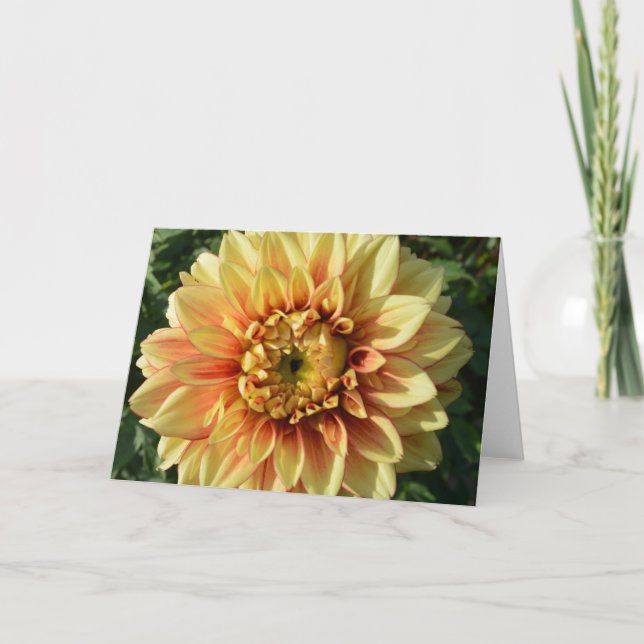 Cartão de nota com dália amarela (Frente)