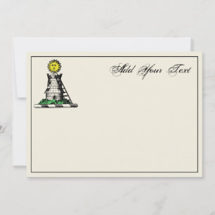 Cartão de Nota com Emblema de Castelo Medieval Her