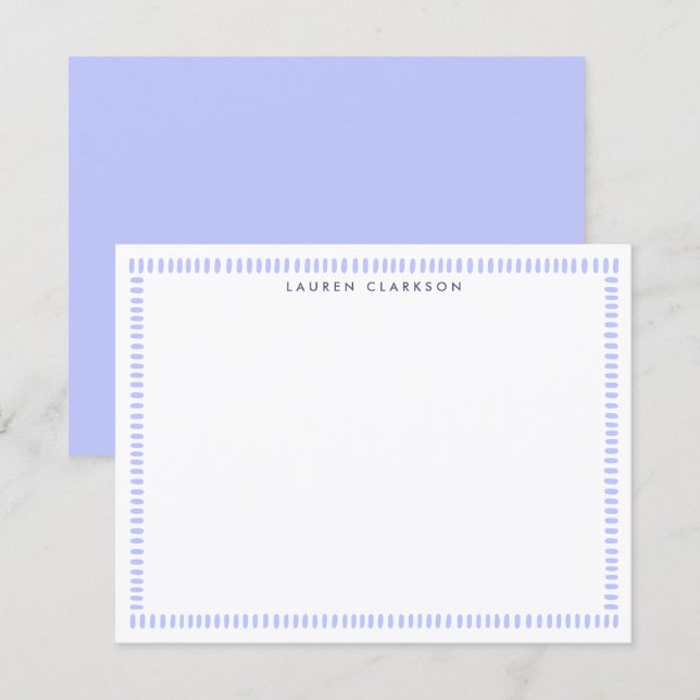 Cartão de Nota com Faixa de Lavanda Pintada à Mão (Frente/Verso)