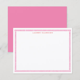 Cartão de nota com faixa pintada à mão em rosa cor