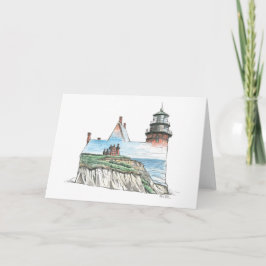 Cartão de nota com farol do sudeste, ilha de bloco