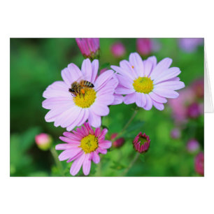 Cartão de Nota com Foto de Abelha em Flor Roxa em 