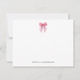 Cartão de Nota com Laço Rosa Personalizado