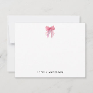 Cartão de Nota com Laço Rosa Personalizado