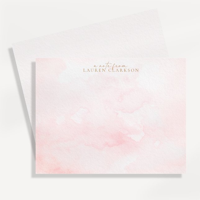 Cartão de Nota com Lavagem de Aquarela Rosa Suave (Criador carregado)