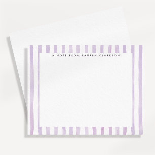 Cartão de Nota com Listras de Aquarela Roxo Claro