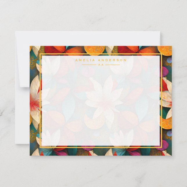 Cartão de Nota com Moldura Floral (Frente)