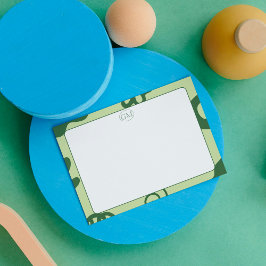 Cartão de Nota com Monograma de Borda Verde Minima